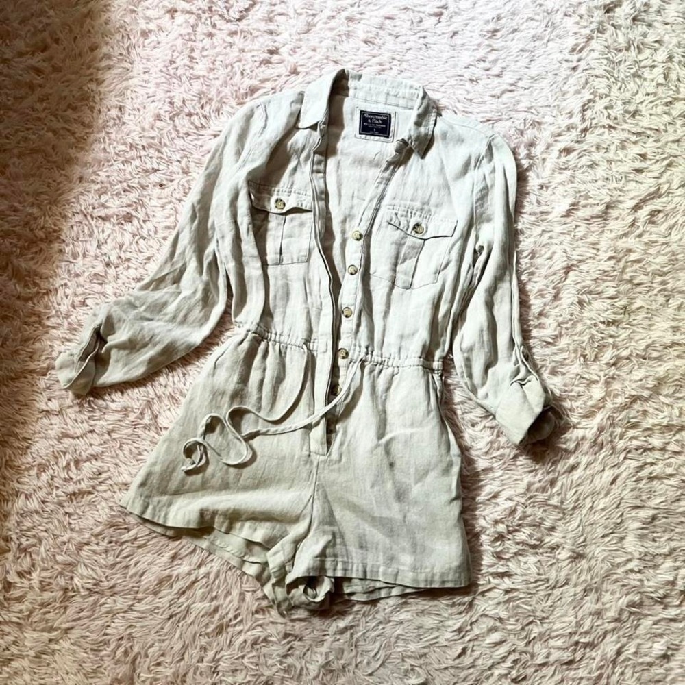 Minimalist Linen Blend Coastal Resort Hamptons‎ Preppy Romper Womens S Capsule